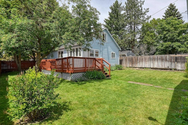 4526 N Walnut St, Spokane, WA 99205 - rear view of house with a fenced backyard and a wooden deck