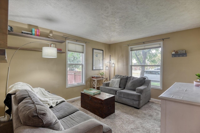 4526 N Walnut St, Spokane, WA 99205 - living room featuring carpet flooring and a textured ceiling