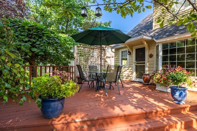 203 W 21st Ave, Spokane, WA 99203 - wooden terrace with outdoor dining area