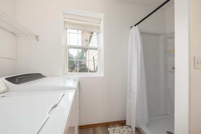 5622 E Sheffield, Colbert, WA 99005 - washroom featuring independent washer and dryer and light wood-style floors