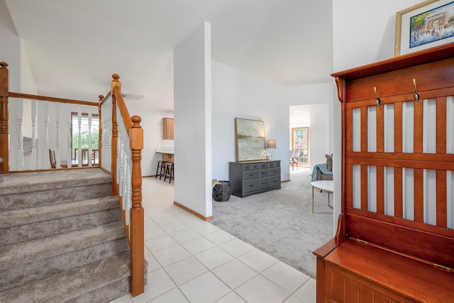 5622 E Sheffield, Colbert, WA 99005 - stairs with carpet flooring and tile patterned floors