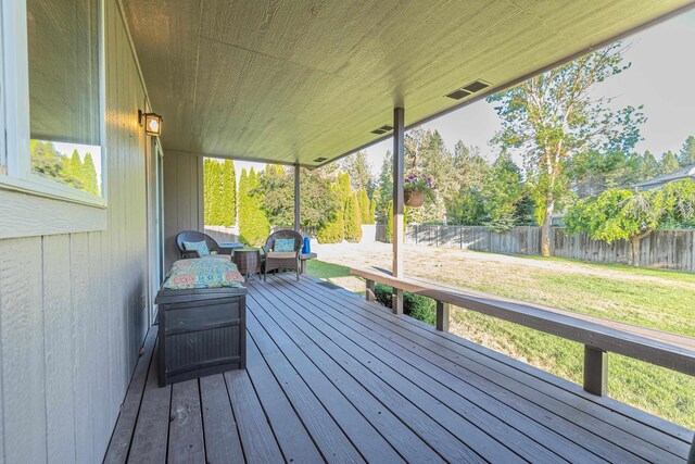 5622 E Sheffield, Colbert, WA 99005 - deck featuring a fenced backyard and outdoor lounge area