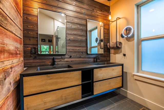 210 3rd St, Dover, ID 83825 - full bathroom with double vanity and wooden walls