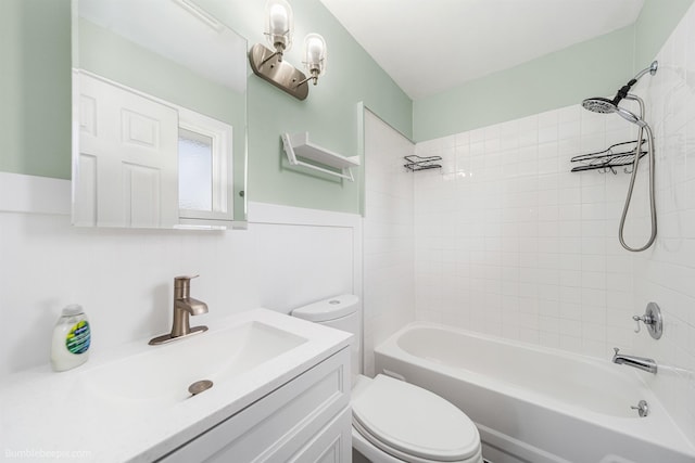 11918 E Grace Ave, Spokane Valley, WA 99206 - bathroom with vanity, shower / bath combination, and wainscoting