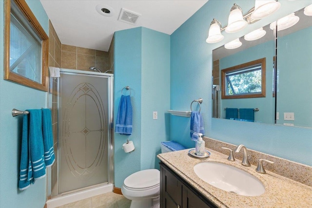 3157 E 35th Ave, Spokane, WA 99223 - full bath with vanity, a shower stall, and tile patterned floors