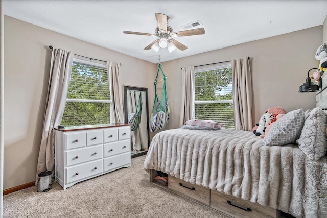 2813 S Steen Ln, Greenacres, WA 99016 - carpeted bedroom featuring ceiling fan and baseboards