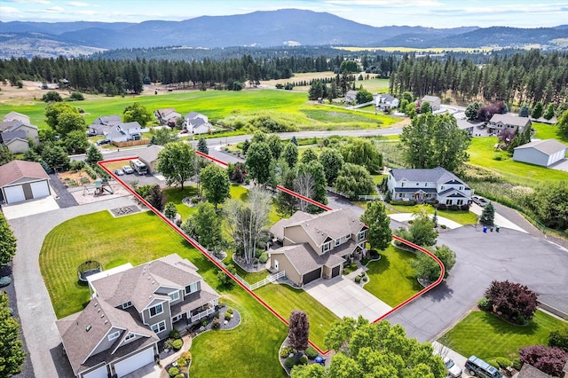 2813 S Steen Ln, Greenacres, WA 99016 - aerial view of residential area featuring a mountainous background