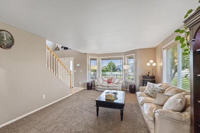 9713 W Sage Ct, Cheney, WA 99004 - carpeted living area featuring stairs and baseboards