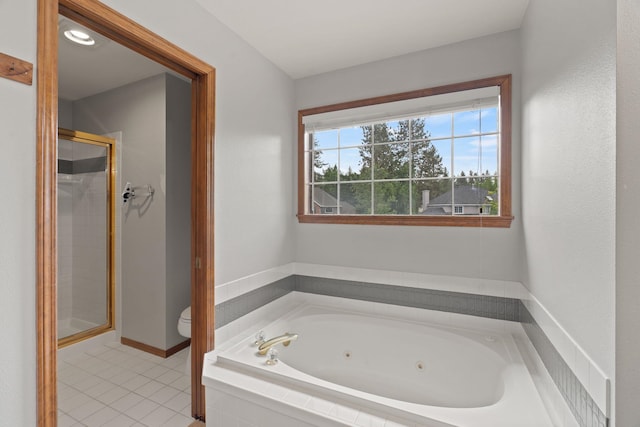 13419 N Whitehouse Ct, Spokane, WA 99208 - bathroom featuring a jetted tub, a shower stall, and tile patterned floors