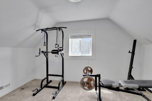 2403 W Mallon Ave, Spokane, WA 99201 - workout room featuring lofted ceiling and carpet floors