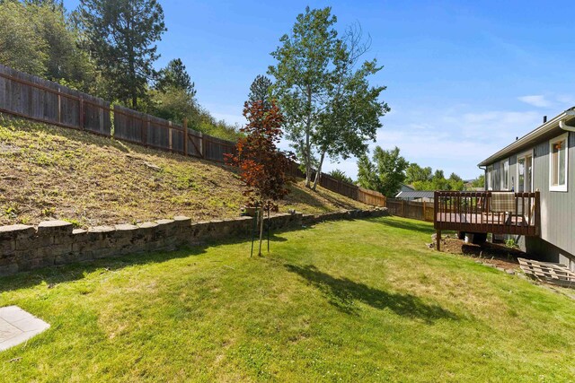18108 E Crescent Dr, Greenacres, WA 99016 - fenced backyard featuring a wooden deck