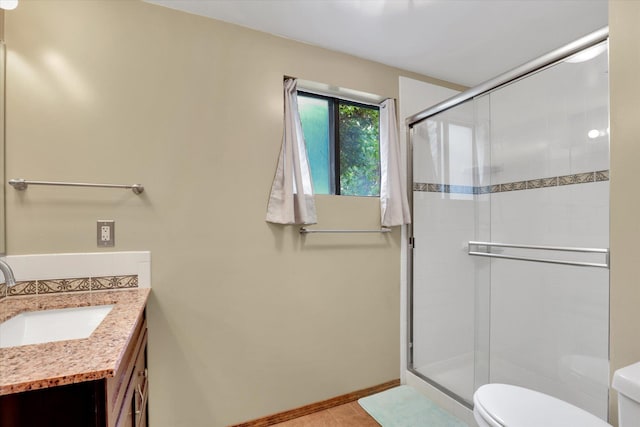 4319 S Myrtle St, Spokane, WA 99223 - bathroom with vanity, a shower stall, and tile patterned flooring