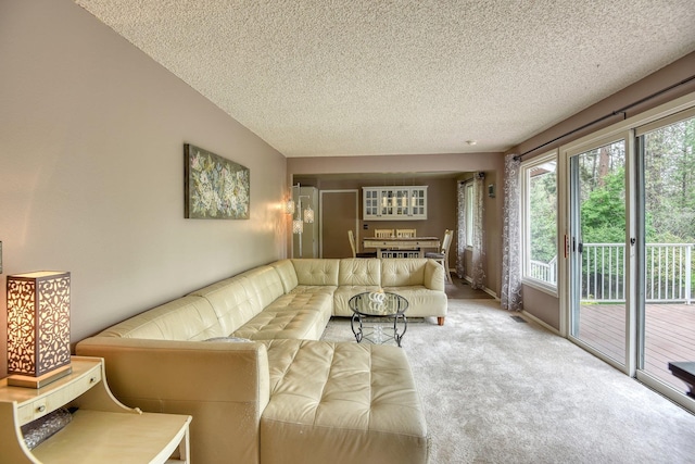1026 W Bellwood Dr, Spokane, WA 99218 - carpeted living area with a textured ceiling