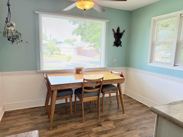 1710 E Crown Ave, Spokane, WA 99207 - dining space featuring ceiling fan, plenty of natural light, and wood finished floors