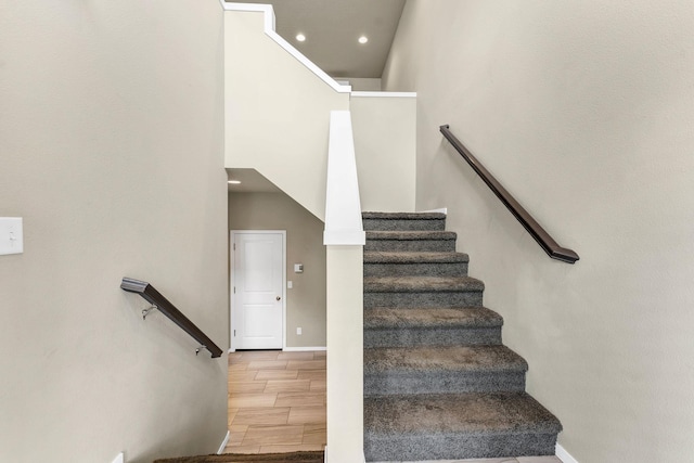 2121 W Bridge Ave Unit 2121, Spokane, WA 99201 - stairs with wood finish floors and recessed lighting