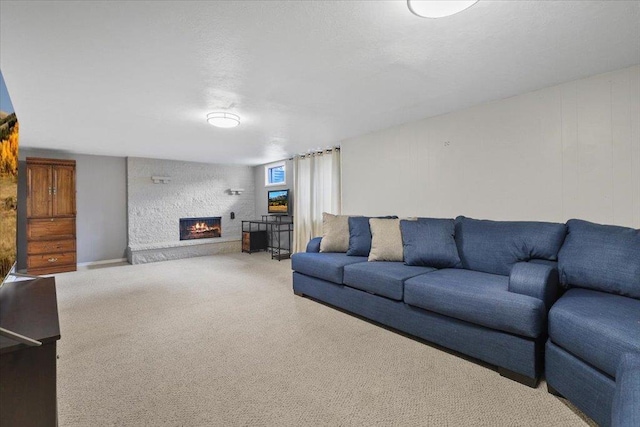 5318 N Walnut St, Spokane, WA 99205 - living room featuring carpet and a fireplace