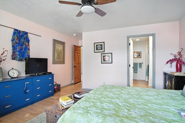 116 W Bristol Ave, Spokane, WA 99224 - bedroom featuring light wood-style flooring, a ceiling fan, and connected bathroom