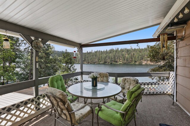 6519I Myrtle Dr, Nine Mile Falls, WA 99026 - view of patio with a water view and a forest view