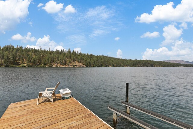 6519I Myrtle Dr, Nine Mile Falls, WA 99026 - dock featuring a water view and a wooded view