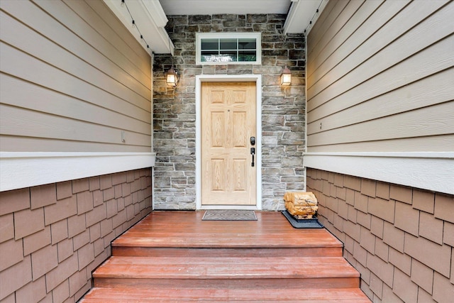 13306 N Muzzy Rd, Newman Lake, WA 99025 - doorway to property featuring stone siding