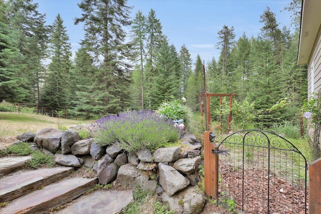 13306 N Muzzy Rd, Newman Lake, WA 99025 - view of yard with a gate and a view of trees