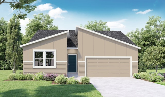 1805 E A St, Deer Park, WA 99006 - view of front of home with a shingled roof, concrete driveway, a garage, and a front yard