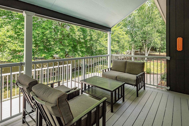 2913 E 61st Ct, Spokane, WA 99223 - wooden deck with an outdoor hangout area