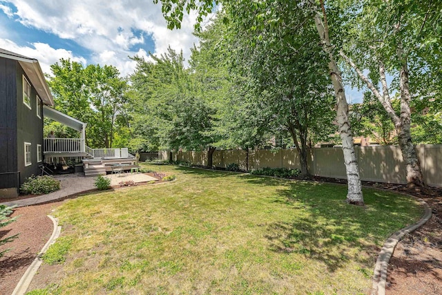2913 E 61st Ct, Spokane, WA 99223 - fenced backyard featuring a wooden deck