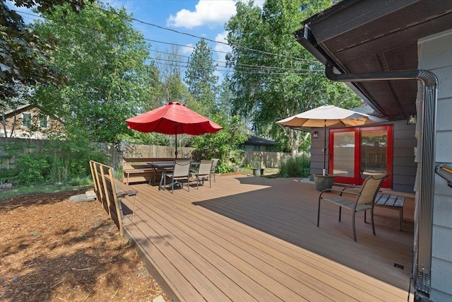 3410 S Napa St, Spokane, WA 99203 - wooden deck with a fenced backyard and outdoor dining space