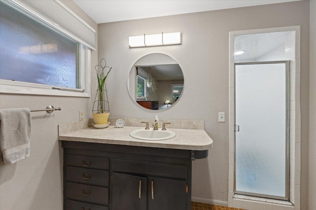 3410 S Napa St, Spokane, WA 99203 - full bathroom featuring vanity and a shower stall