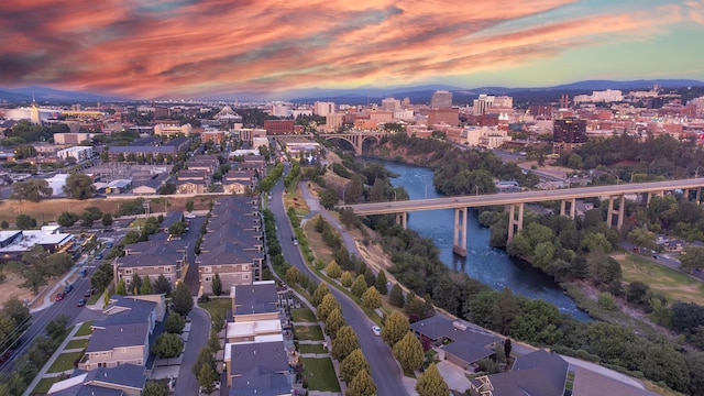 2303 W Bridge Ave, Spokane, WA 99201 - aerial view of property's location featuring a notable bridge and a nearby body of water