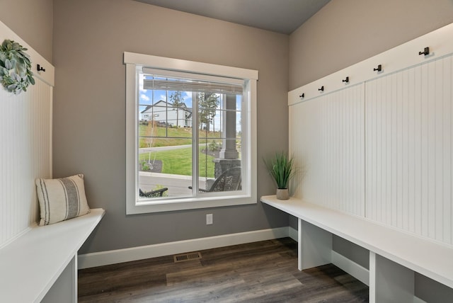 4513 S Crows Nest Ln, Spokane, WA 99206 - mudroom featuring dark wood-style flooring and baseboards