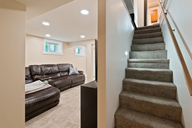1315 N Hollis St, Spokane, WA 99201 - stairway featuring recessed lighting and carpet flooring