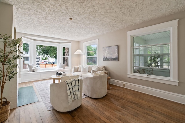 1315 N Hollis St, Spokane, WA 99201 - living area with hardwood / wood-style floors and a textured ceiling