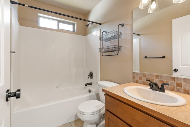 1819 N Center Ln, Spokane Valley, WA 99212 - full bath featuring vanity, shower / bath combination, and decorative backsplash
