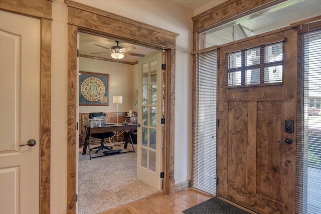 5908 N Bridget Rd, Spokane, WA 99208 - foyer entrance with wood finished floors and a ceiling fan