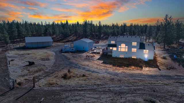 19915 S Ritchey Rd, Cheney, WA 99004 - aerial view at dusk of a wooded view