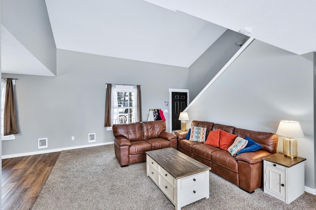 2202 E 50th Ave, Spokane, WA 99223 - living room with lofted ceiling and wood finished floors