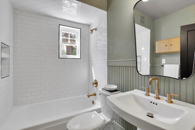 1111 W 23rd Ave, Spokane, WA 99203 - full bath featuring bathtub / shower combination and a wainscoted wall