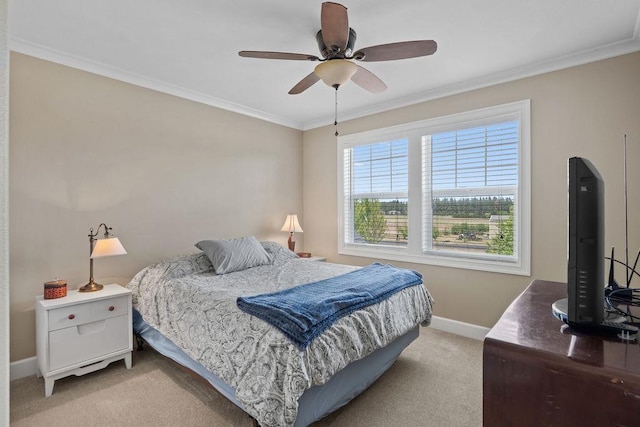 1615 W Country Hunt Ln, Spokane, WA 99224 - bedroom featuring light carpet, crown molding, and ceiling fan