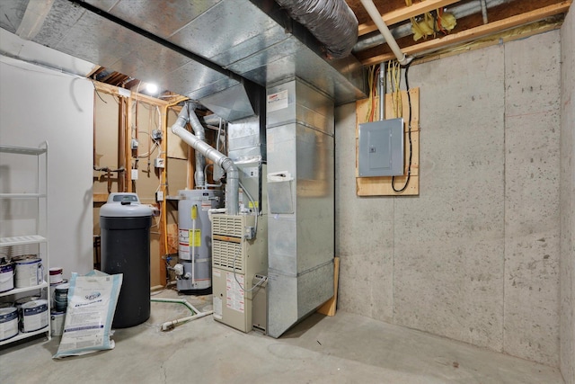 2019 S Saint Charles Rd, Veradale, WA 99037 - utility room with electric panel, water heater, and heating unit