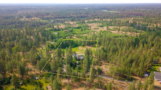 16303 S Cheney-Spokane Rd, Cheney, WA 99004 - aerial overview of property's location with a heavily wooded area and property boundaries highlighted