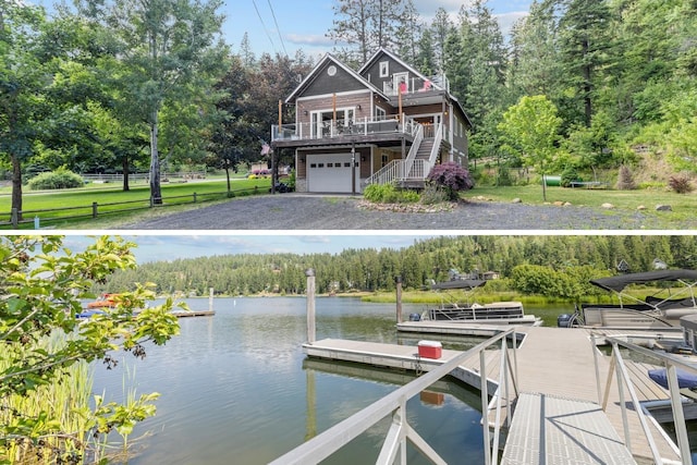 4171 S Westway Dr, Coeur D Alene, ID 83814 - dock area featuring a water view, stairway, and view of wooded area