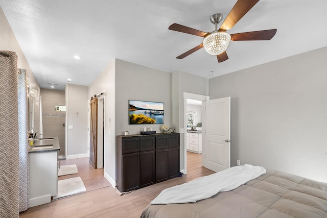 4171 S Westway Dr, Coeur D Alene, ID 83814 - bedroom featuring light wood-style flooring, ceiling fan, and recessed lighting