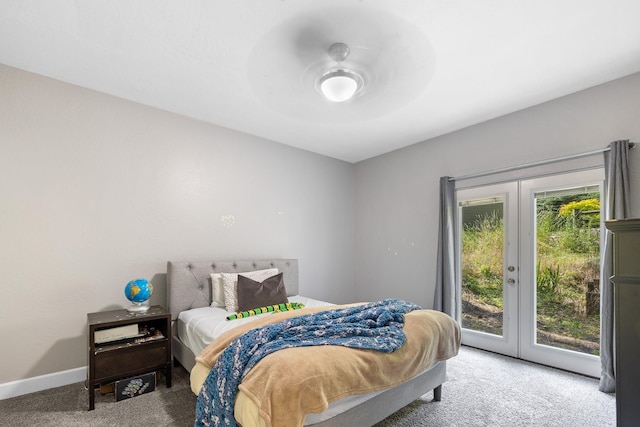 4171 S Westway Dr, Coeur D Alene, ID 83814 - carpeted bedroom featuring access to outside, french doors, and ceiling fan