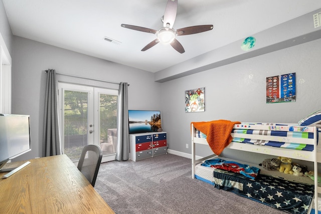 4171 S Westway Dr, Coeur D Alene, ID 83814 - carpeted bedroom featuring access to outside, a ceiling fan, and french doors