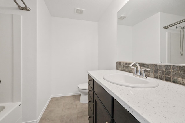 4813 S Lapwai Ln, Spokane, WA 99206 - full bath featuring vanity, tasteful backsplash, tile patterned flooring, and shower / bathtub combination