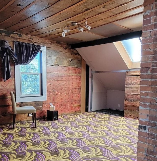 1528 E Boone Ave, Spokane, WA 99202 - additional living space with vaulted ceiling, brick wall, and wood ceiling
