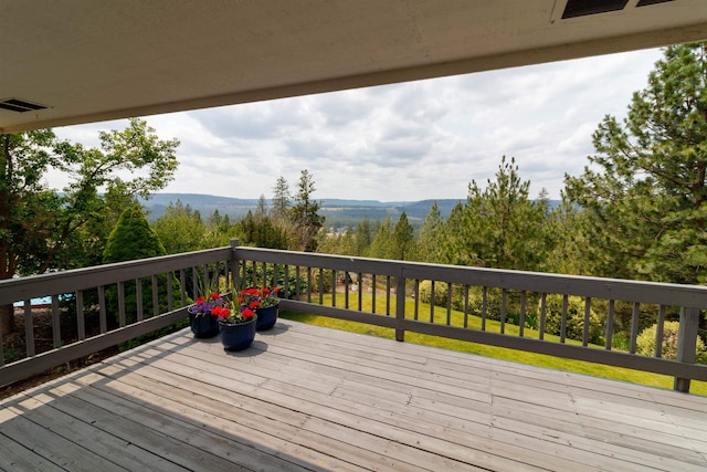 10207 N Comanche Dr, Spokane, WA 99208 - wooden deck with a mountain view