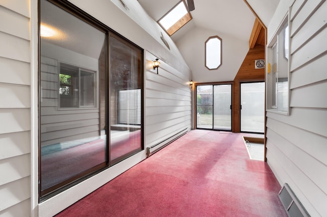 4112 S Hogan St, Spokane, WA 99203 - unfurnished sunroom with baseboard heating and vaulted ceiling
